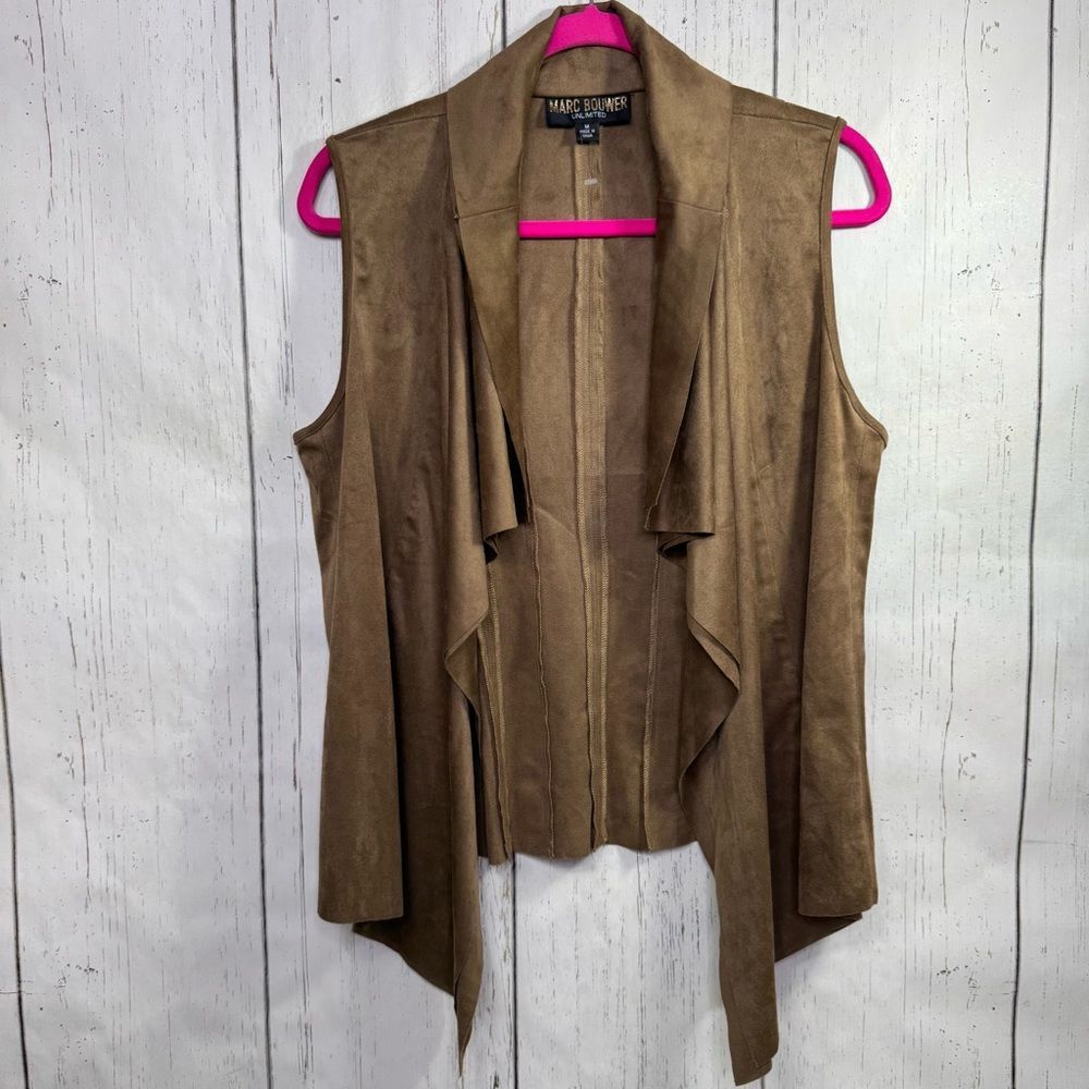 Marc Bouwer Unlimited Faux Suede Draped Vest Boho Layering Minimalist Streetwear